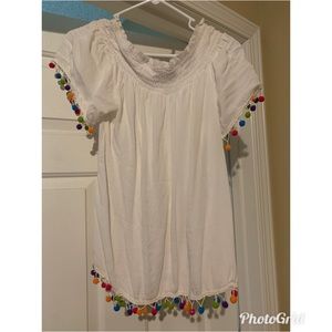 Pom Pom off the shoulder